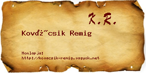 Kovácsik Remig névjegykártya